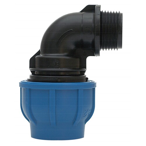 Koleno 90° s vonkajším závitom 25 x 1'' modrá