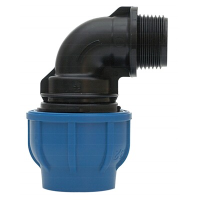 Koleno 90° s vonkajším závitom 40 x 1&#039;&#039; modrá